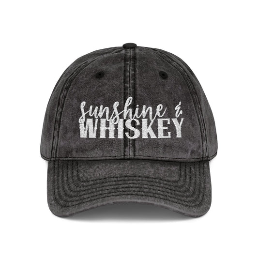 Vintage Embroidered Cap — 'Sunshine & Whiskey' Washed Baseball Hat
