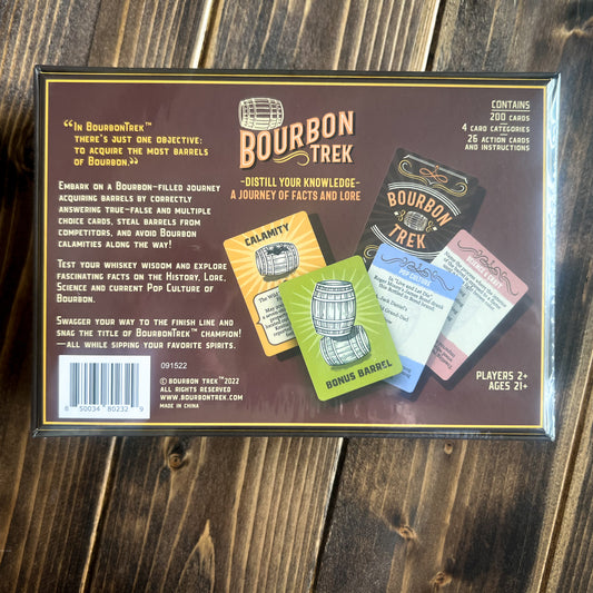 Back of the bourbon trek card game