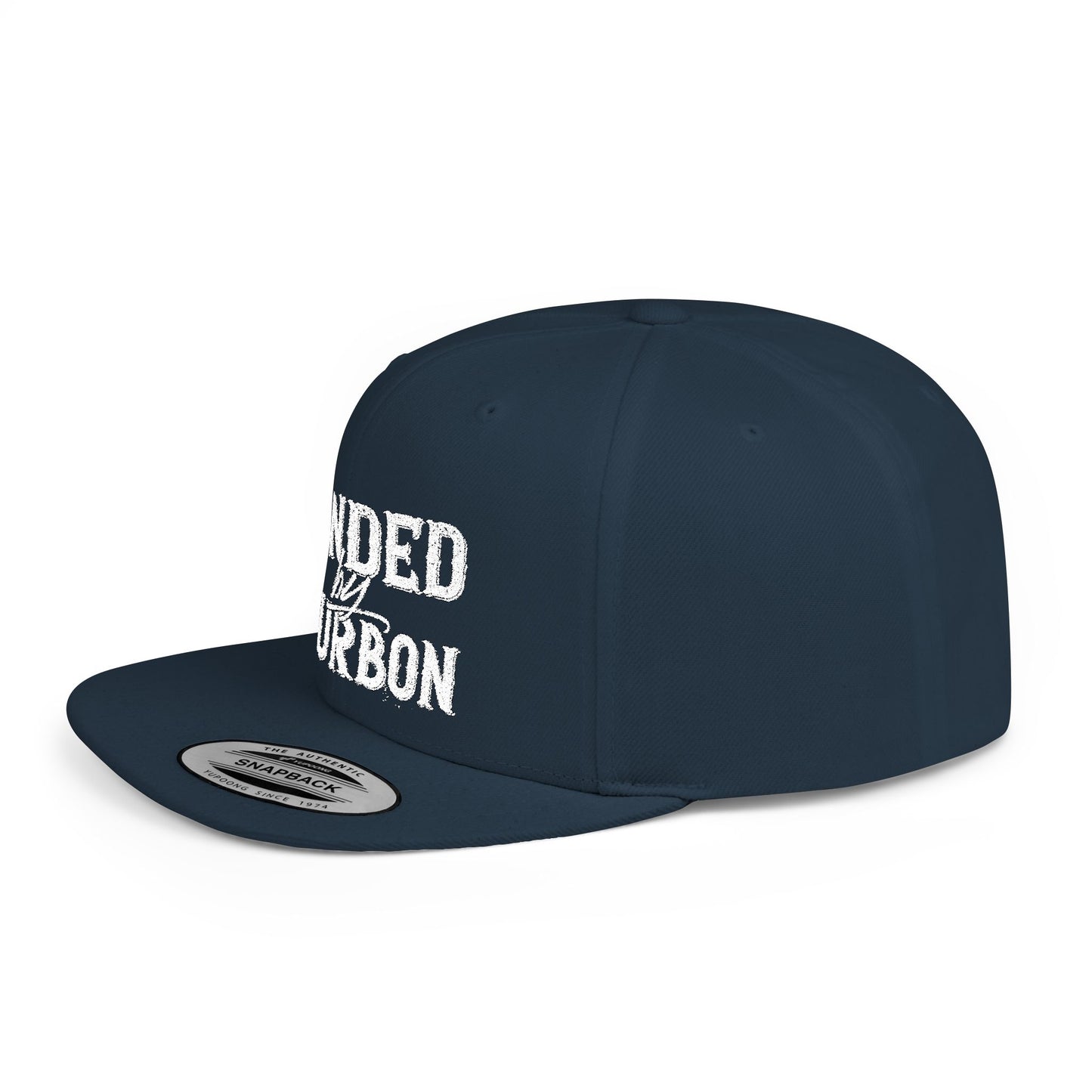 Bonded Bourbon Flat Bill Snapback Hat — Distressed Whiskey Logo Cap