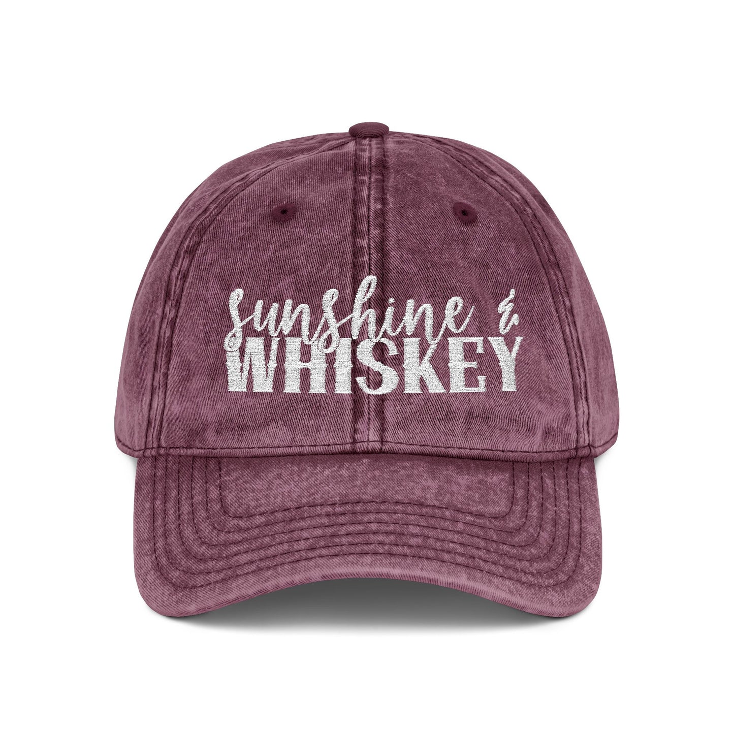 Vintage Embroidered Cap — 'Sunshine & Whiskey' Washed Baseball Hat