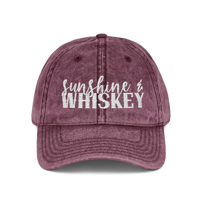 Vintage Embroidered Cap — 'Sunshine & Whiskey' Washed Baseball Hat