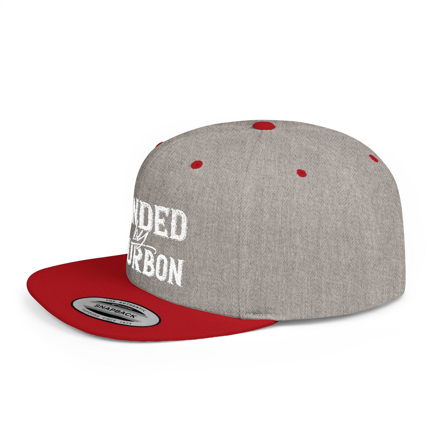 Bonded Bourbon Flat Bill Snapback Hat — Distressed Whiskey Logo Cap