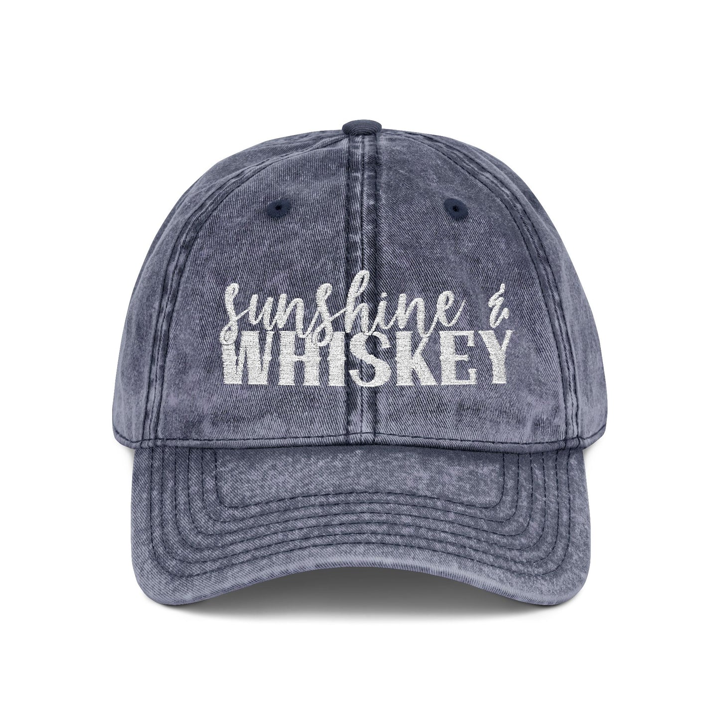 Vintage Embroidered Cap — 'Sunshine & Whiskey' Washed Baseball Hat
