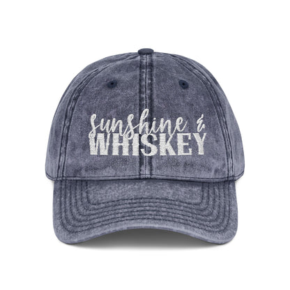 Vintage Embroidered Cap — 'Sunshine & Whiskey' Washed Baseball Hat