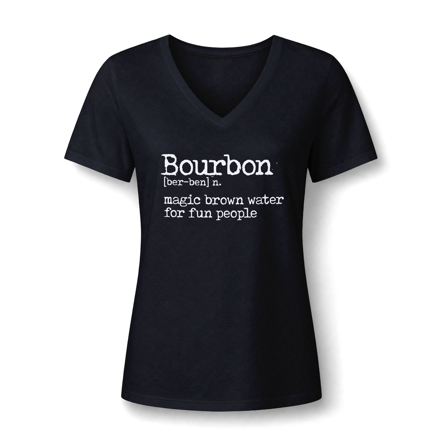Ladies Bourbon Definition Whiskey V-Neck Tee