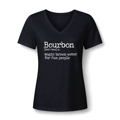 Ladies Bourbon Definition Whiskey V-Neck Tee