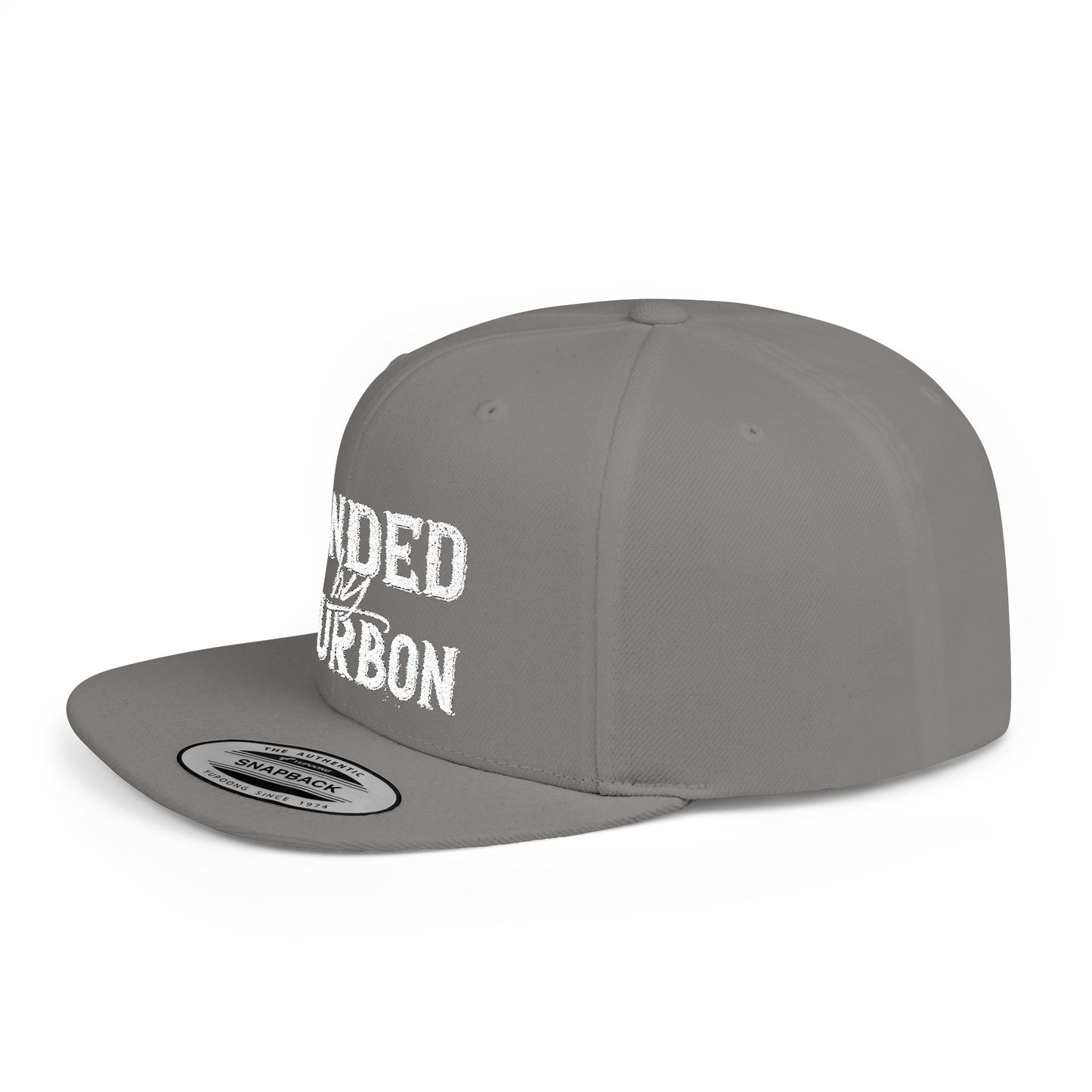 Bonded Bourbon Flat Bill Snapback Hat — Distressed Whiskey Logo Cap