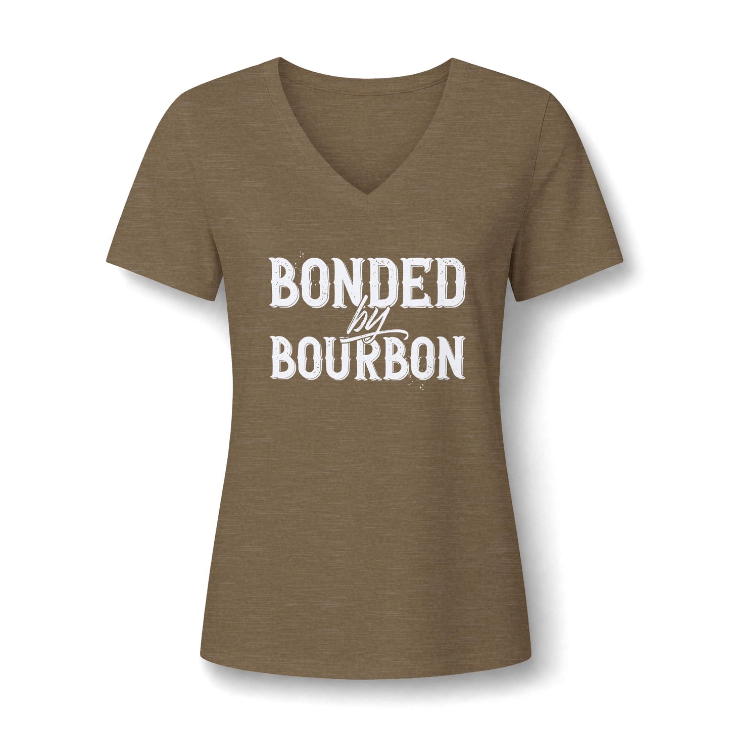 Ladies Bonded by Bourbon Whiskey V-Neck Tee