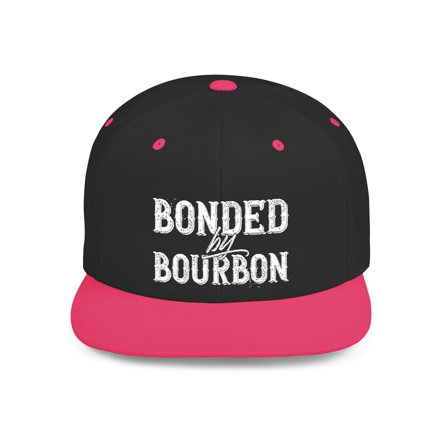 Bonded Bourbon Flat Bill Snapback Hat — Distressed Whiskey Logo Cap