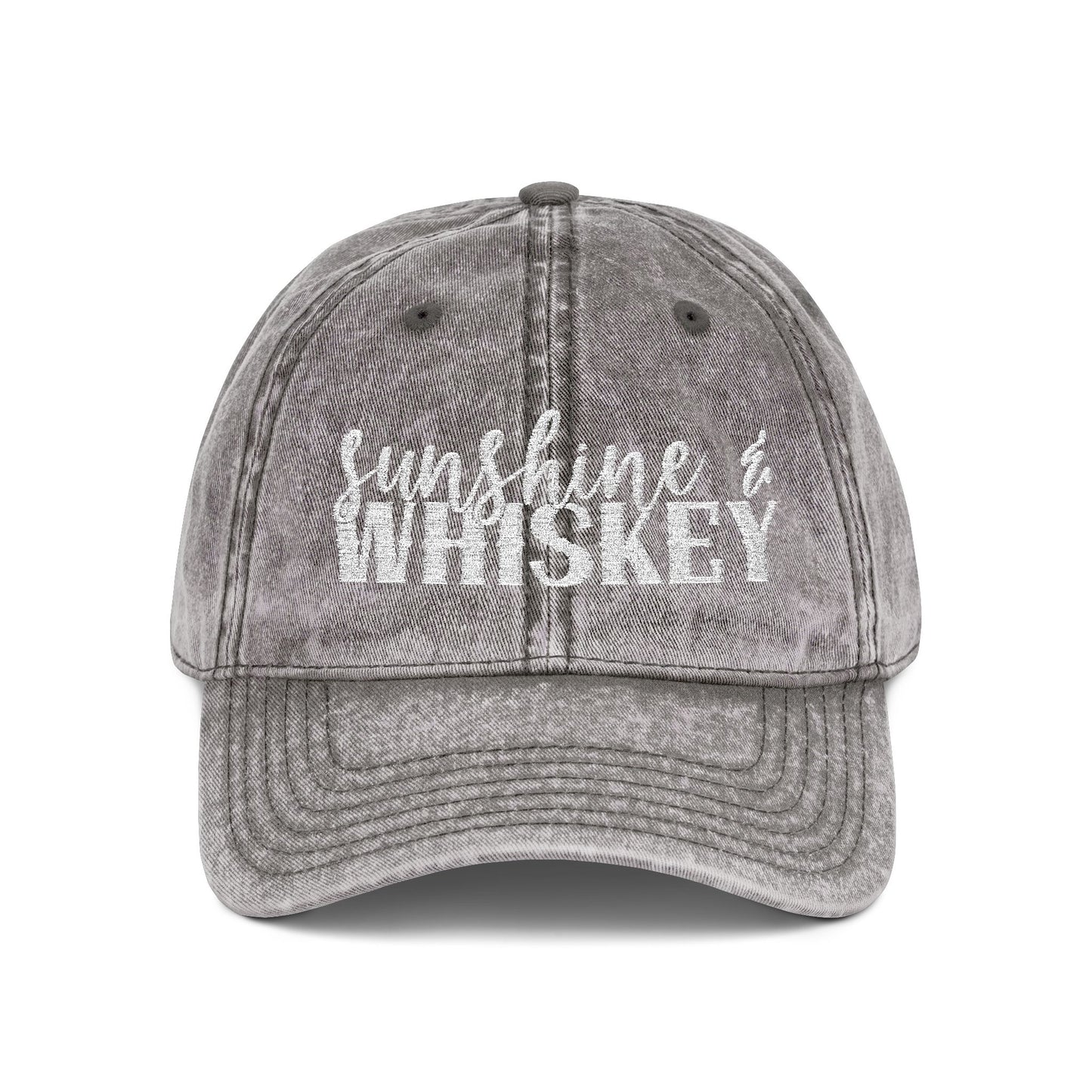 Vintage Embroidered Cap — 'Sunshine & Whiskey' Washed Baseball Hat