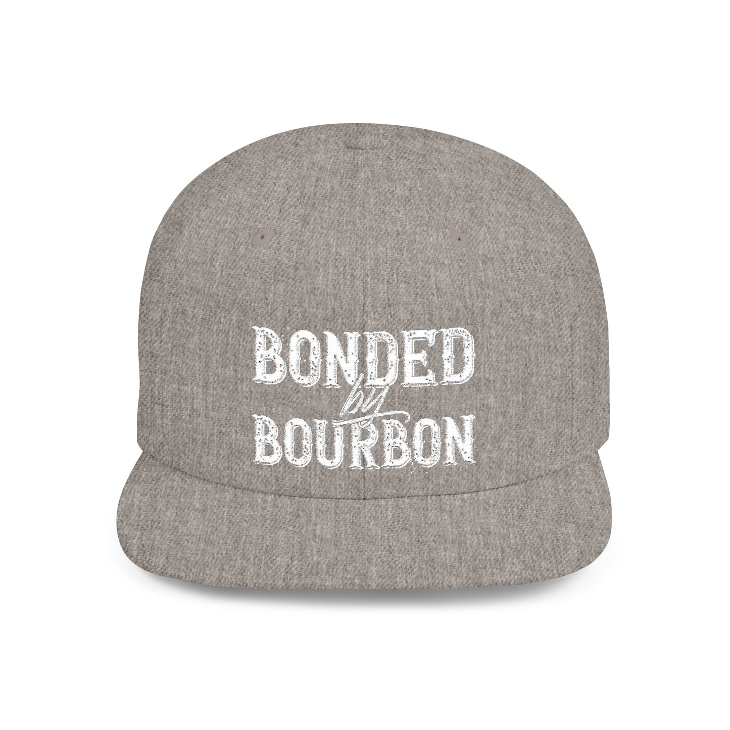 Bonded Bourbon Flat Bill Snapback Hat — Distressed Whiskey Logo Cap