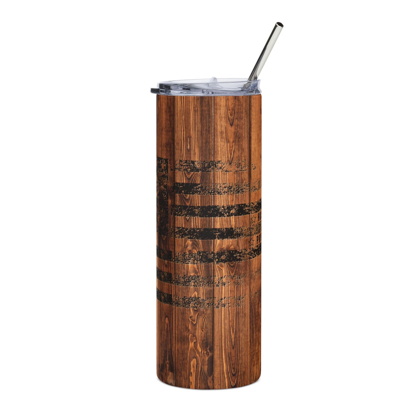20oz Wood Grain American Flag Tumbler - Rustic Stainless Steel Travel Cup