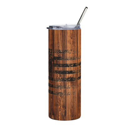20oz Wood Grain American Flag Tumbler - Rustic Stainless Steel Travel Cup