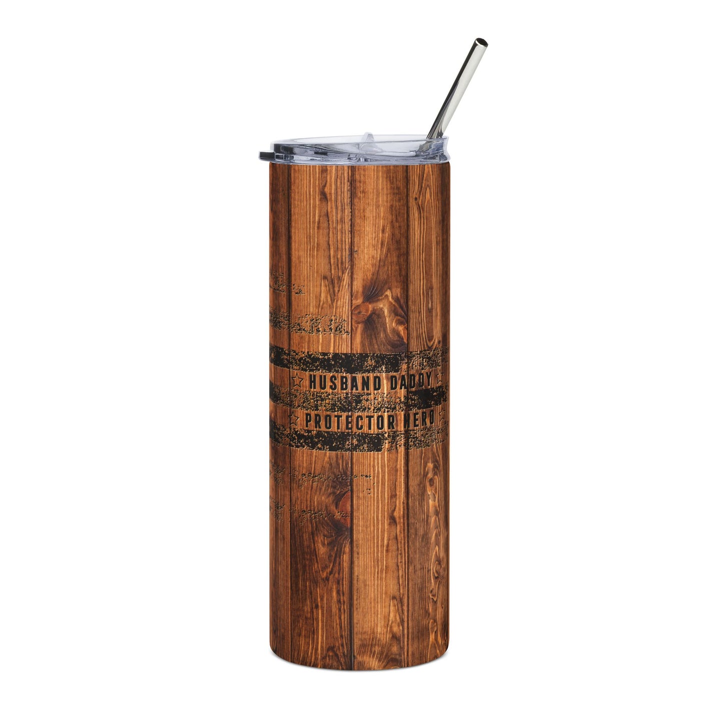 20oz Wood Grain American Flag Tumbler - Rustic Stainless Steel Travel Cup