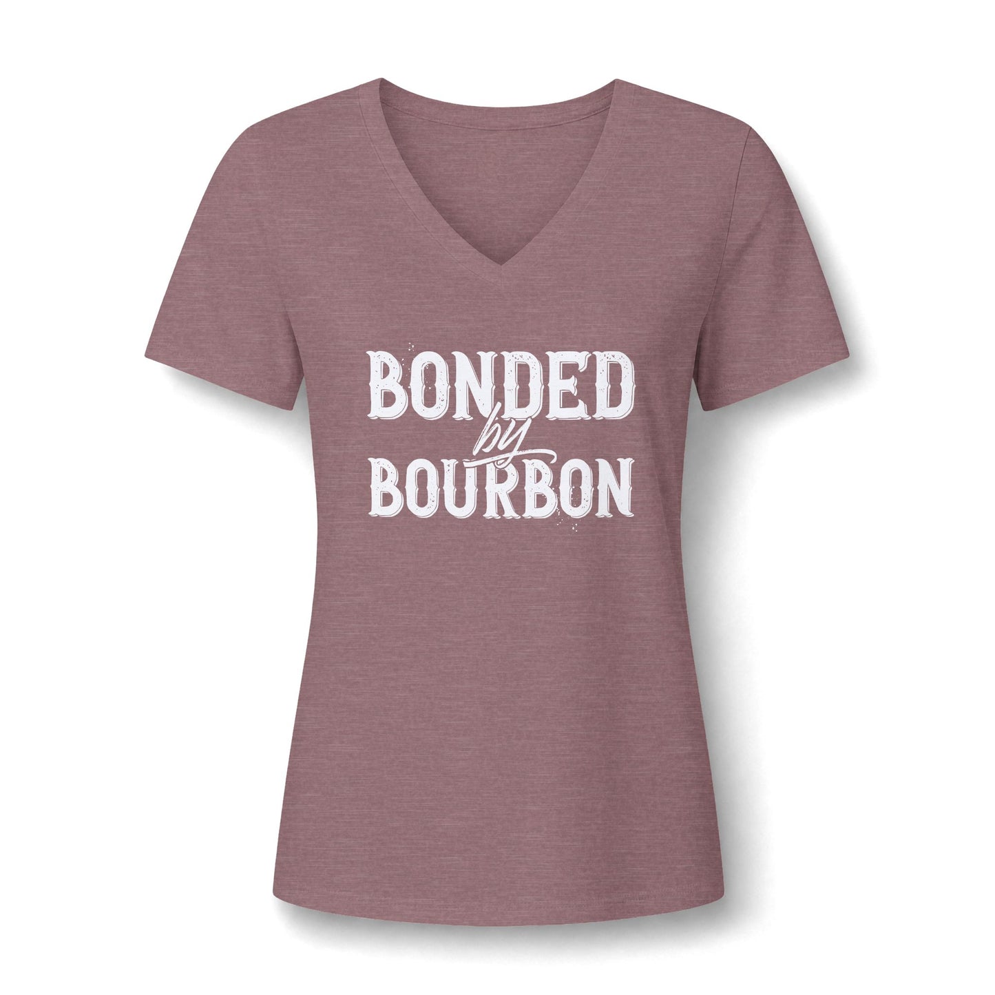 Ladies Bonded by Bourbon Whiskey V-Neck Tee