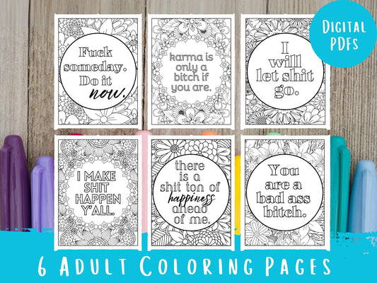 Adult Motivational Swear Words Coloring Pages Set #2