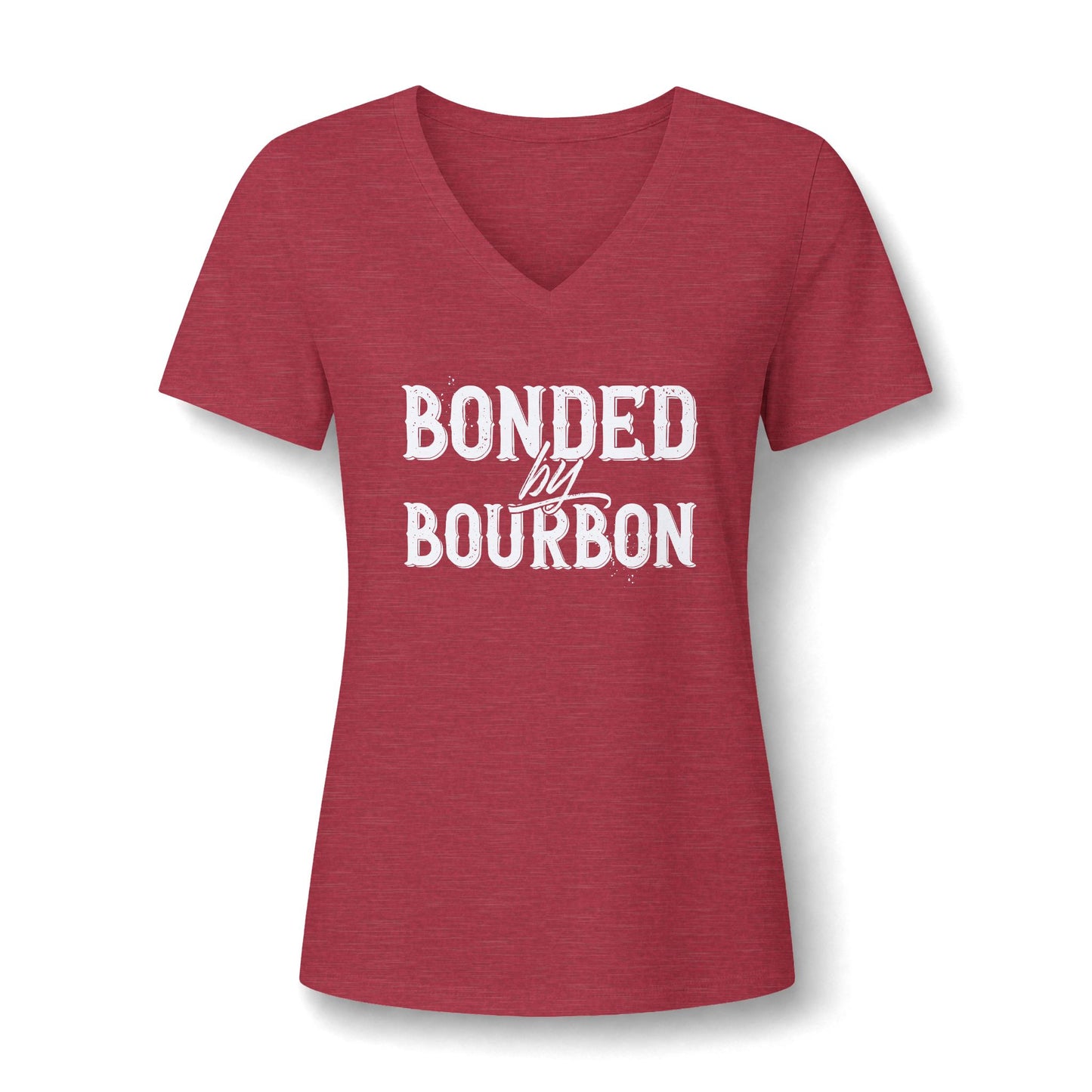 Ladies Bonded by Bourbon Whiskey V-Neck Tee