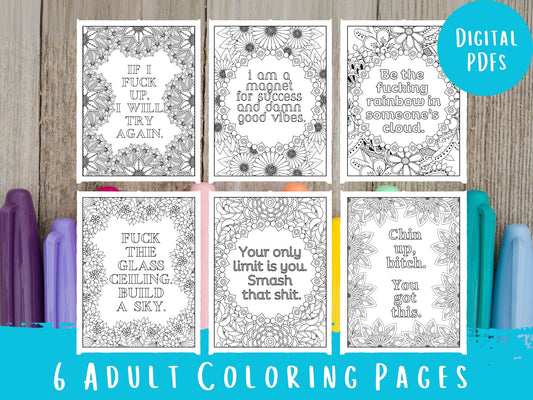 Adult Motivational Swear Words Coloring Pages Set #3