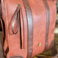 inside messenger flap of 3 Bottle Whiskey Carrier/Bag, with hidden zipper pocket