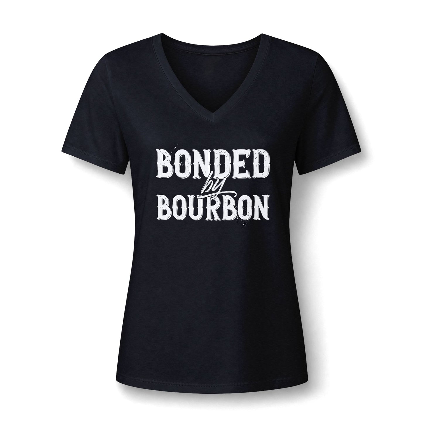 Ladies Bonded by Bourbon Whiskey V-Neck Tee