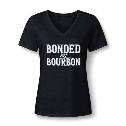 Ladies Bonded by Bourbon Whiskey V-Neck Tee