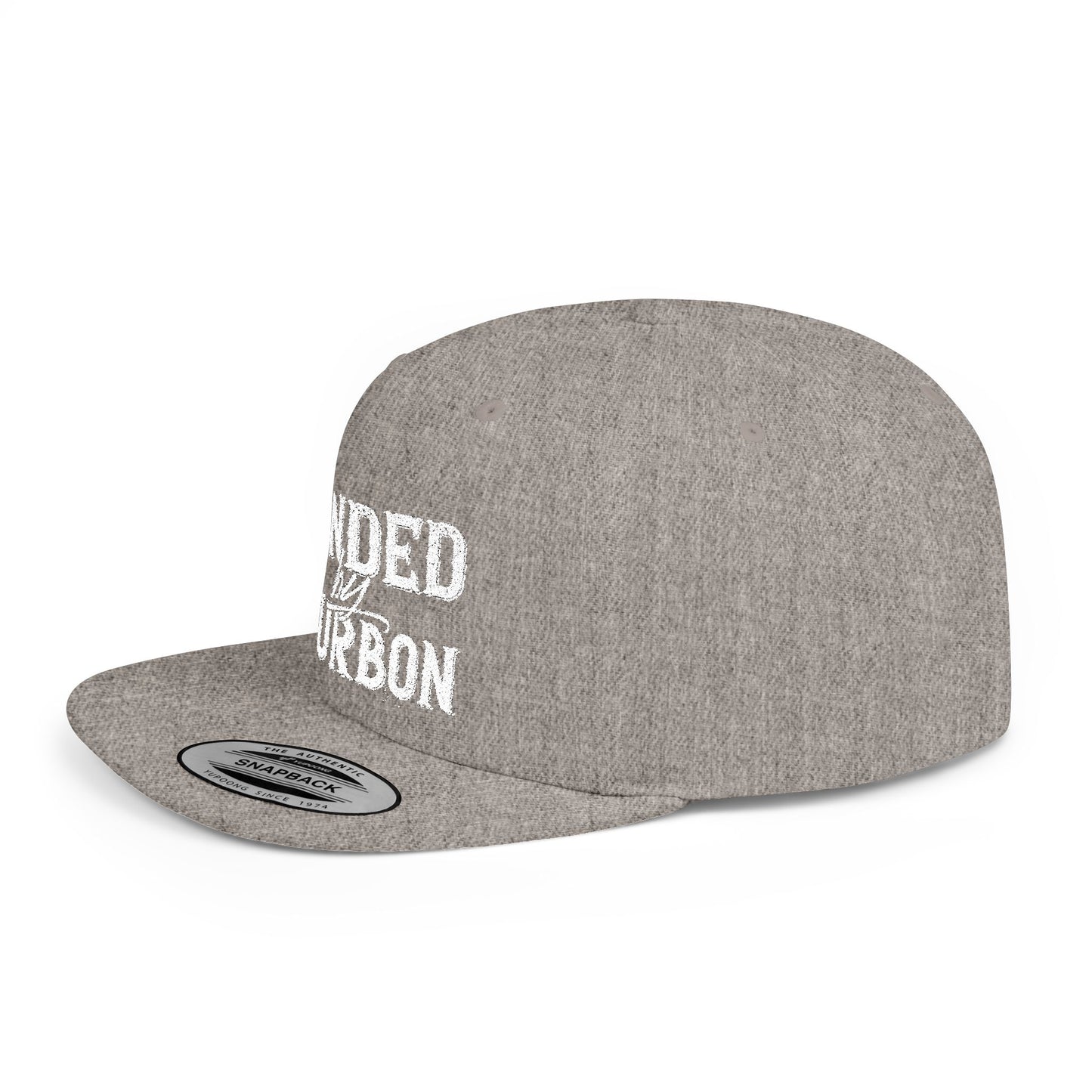 Bonded Bourbon Flat Bill Snapback Hat — Distressed Whiskey Logo Cap