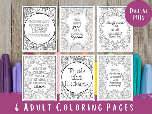 Adult Motivational Swear Words Coloring Pages Set #4