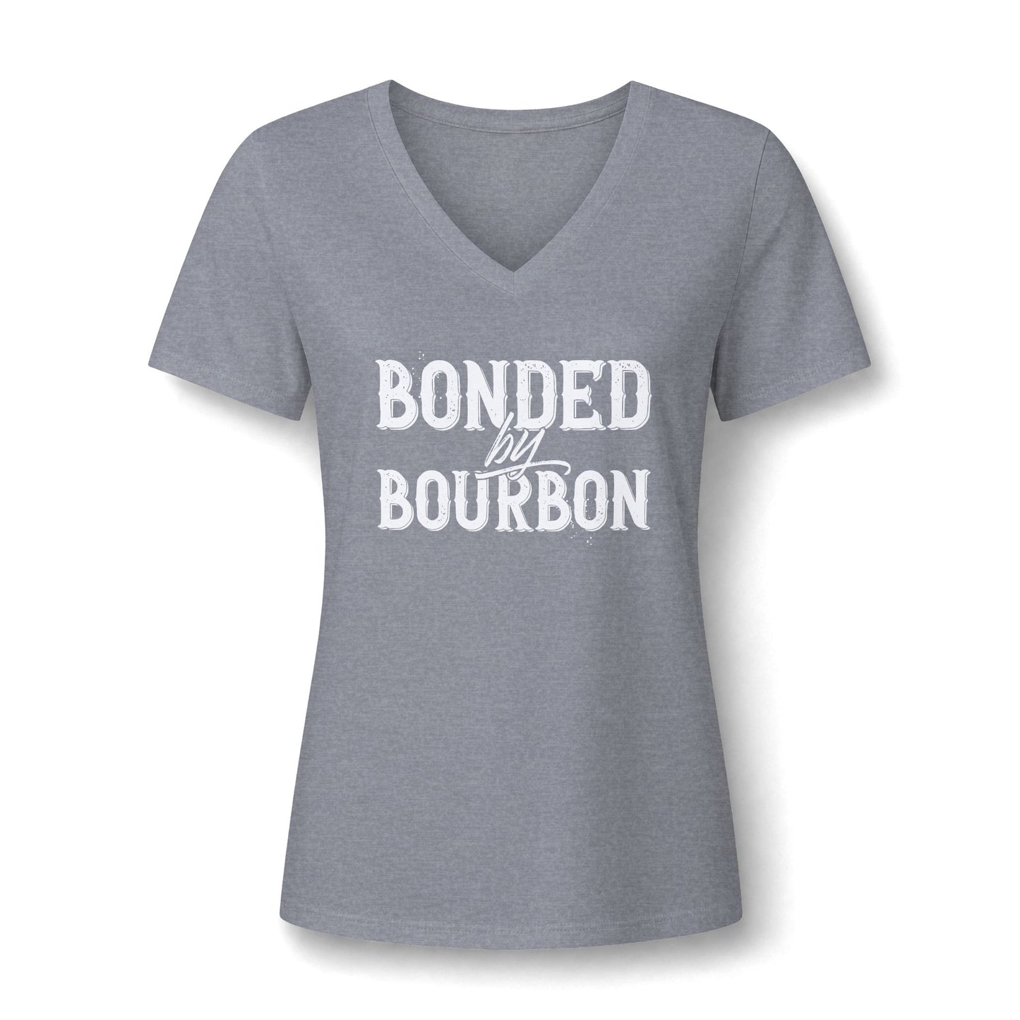 Ladies Bonded by Bourbon Whiskey V-Neck Tee