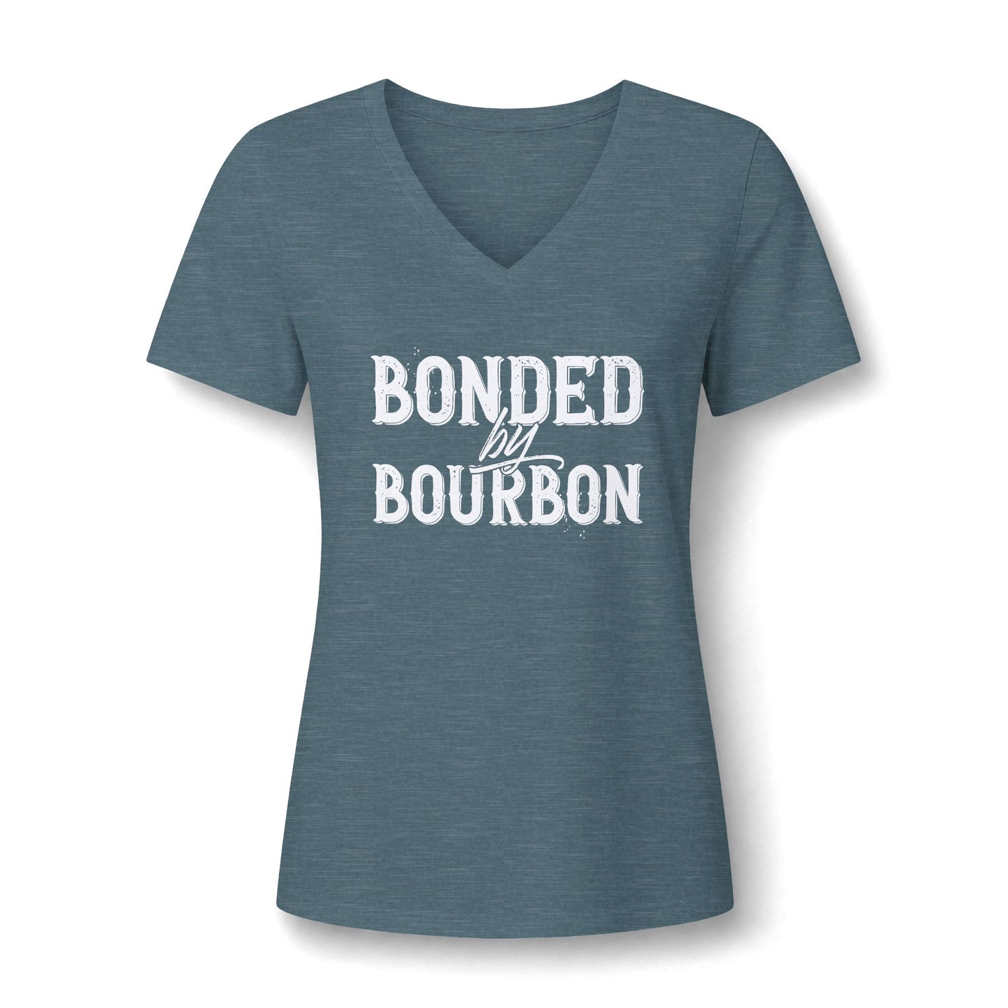 Ladies Bonded by Bourbon Whiskey V-Neck Tee