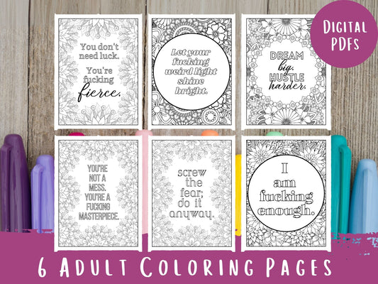 Adult Motivational Swear Words Coloring Pages Set #6