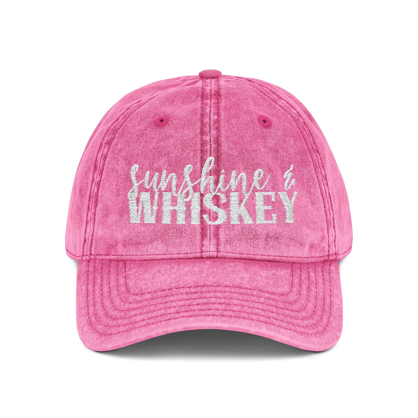 Vintage Embroidered Cap — 'Sunshine & Whiskey' Washed Baseball Hat