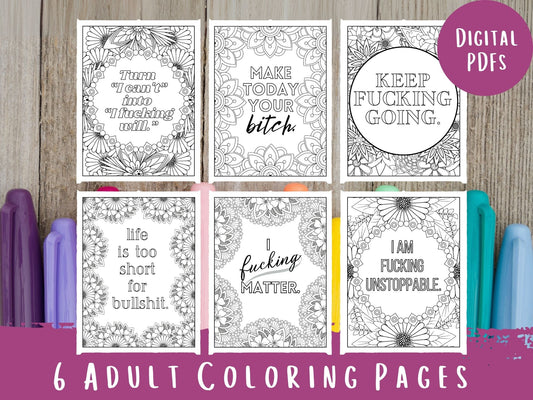Adult Motivational Swear Words Coloring Pages Set #7