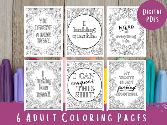 Adult Motivational Swear Words Coloring Pages Set #8