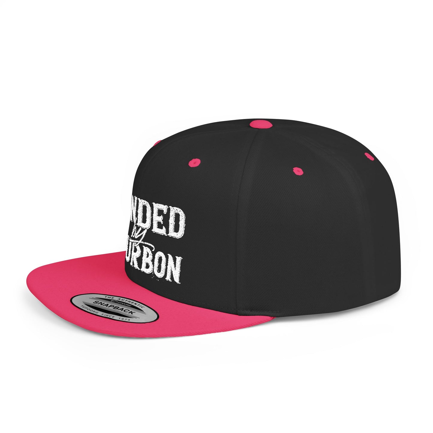 Bonded Bourbon Flat Bill Snapback Hat — Distressed Whiskey Logo Cap