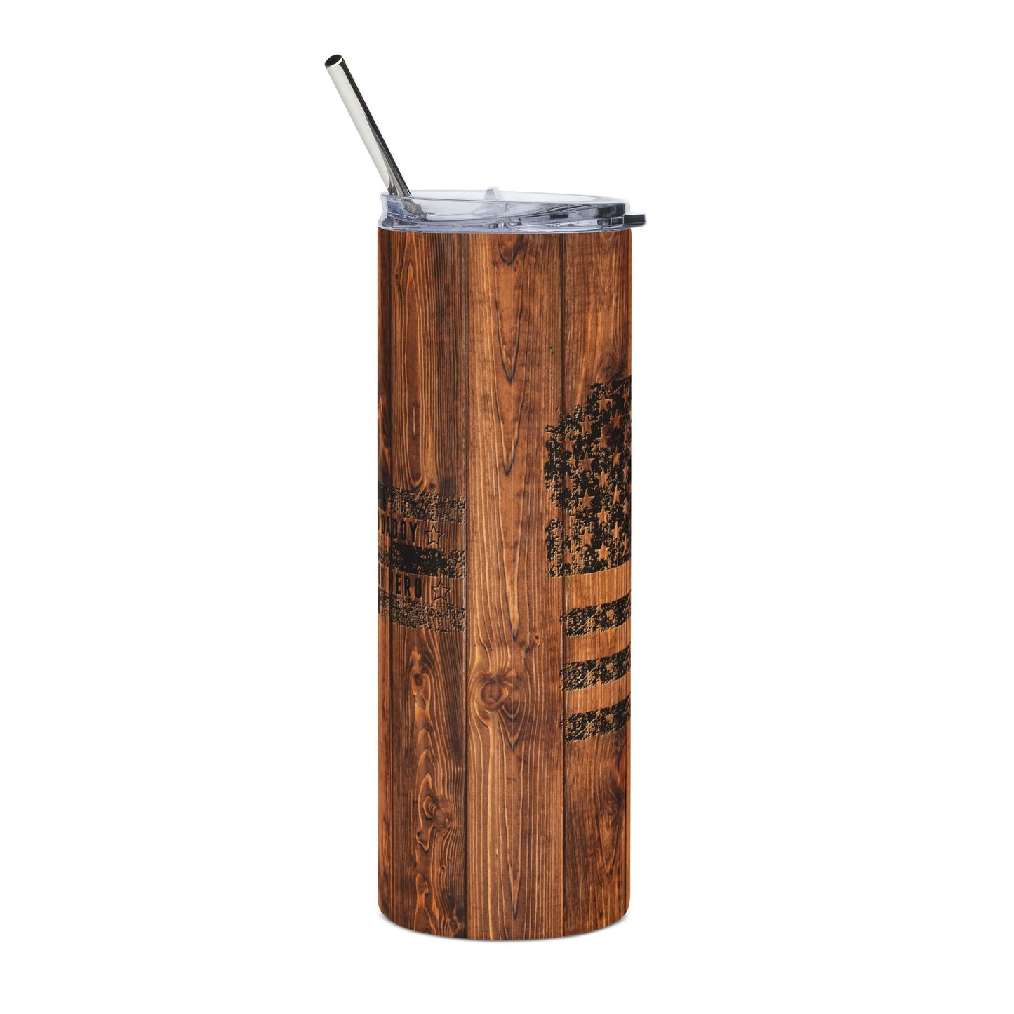 20oz Wood Grain American Flag Tumbler - Rustic Stainless Steel Travel Cup