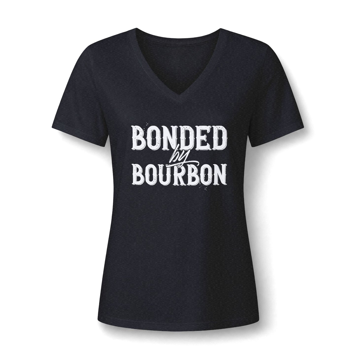 Ladies Bonded by Bourbon Whiskey V-Neck Tee