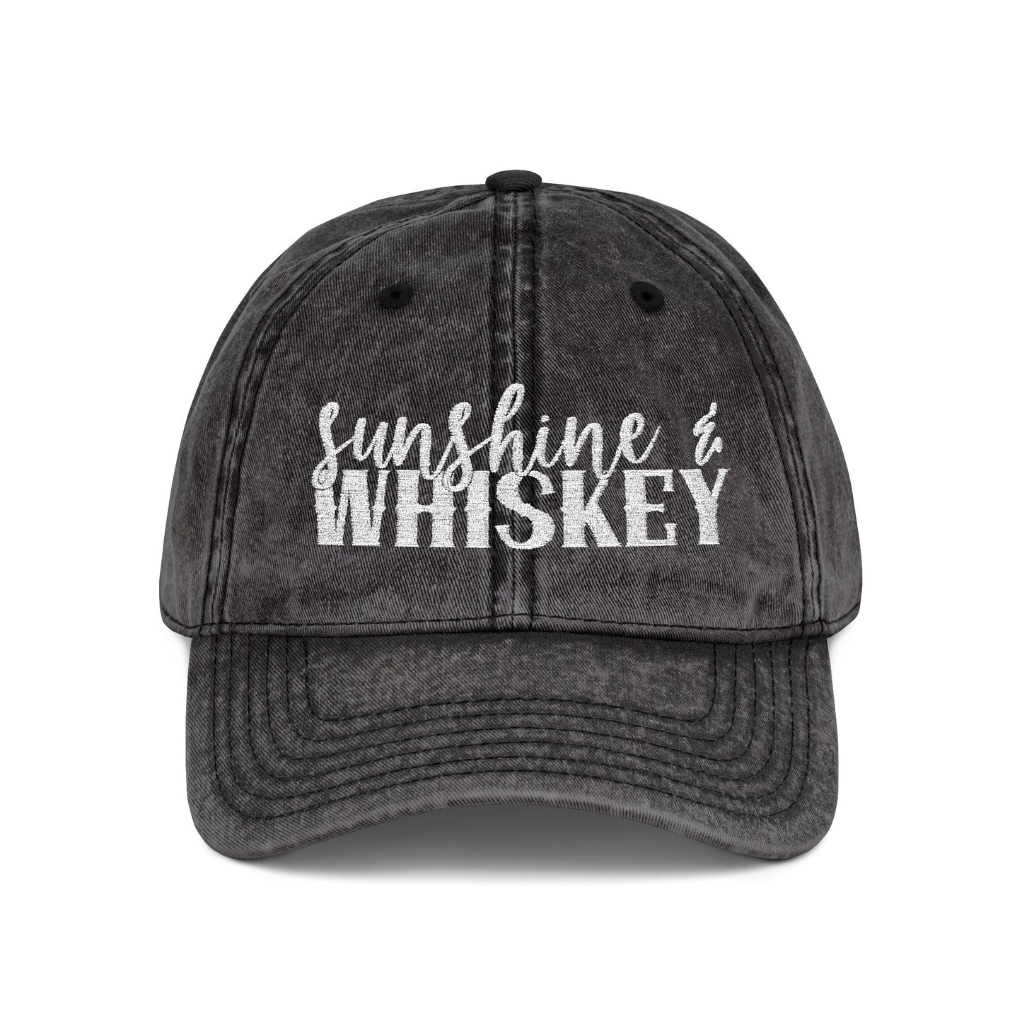 Vintage Embroidered Cap — 'Sunshine & Whiskey' Washed Baseball Hat