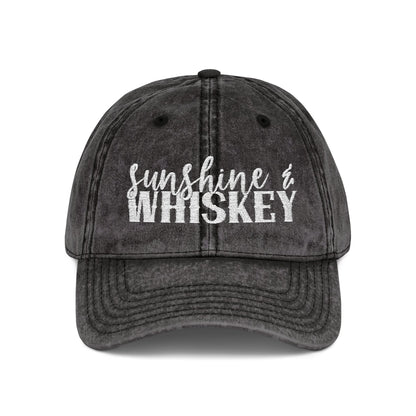 Vintage Embroidered Cap — 'Sunshine & Whiskey' Washed Baseball Hat