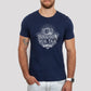 Man wearing a navy Bourbon Real Talk tshirt and jeans